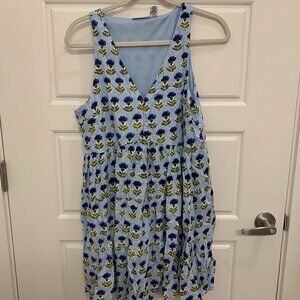 Blue Floral Sleeveless Patterned Dress